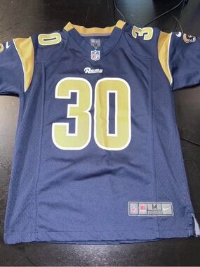 Nike Navy and Gold Rams #30 Football Jersey